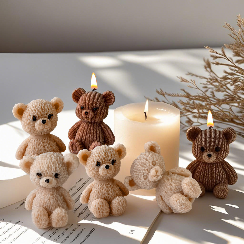 Candle Making Easy - แม่พิมพ์สบู่รูปหมีขนาดเล็ก ทำความสะอาดง่าย แม่พิมพ์ซิลิโคนรูปหมีขนาดเล็กสำหรับทำเทียน งานฝีมือตกแต่งบ้าน และทำขนม