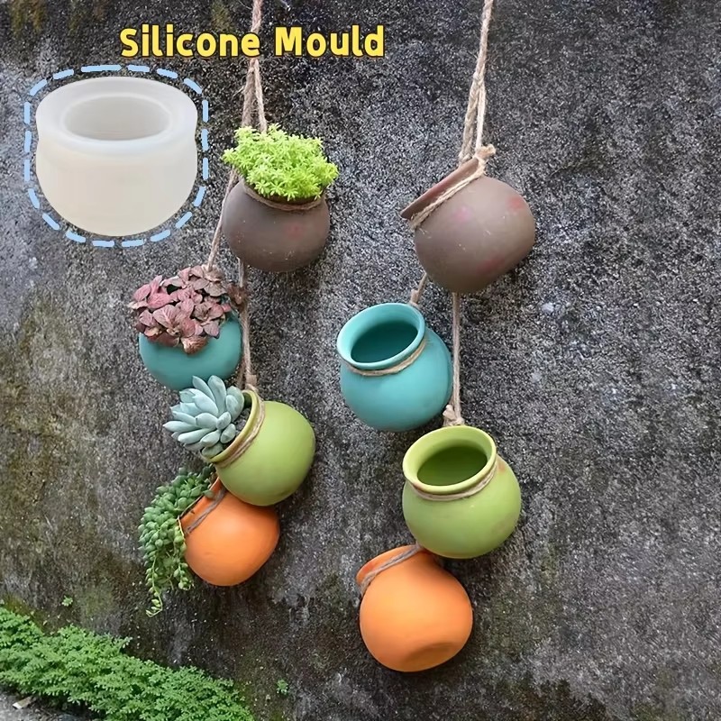 Candle Making Diy - แม่พิมพ์กระถางดอกไม้ซิลิโคน, แม่พิมพ์เรซิน, แม่พิมพ์อีพ็อกซี่, แม่พิมพ์เทียนหอม, กระถางดอกไม้ขนาดเล็ก, กระถางดอกไม้แขวนผนัง,
