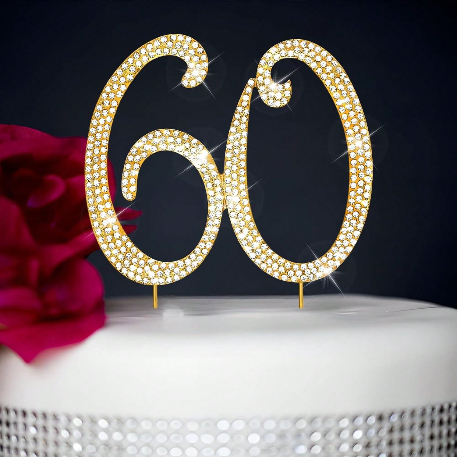 Candle Making Supplies - ท็อปเปอร์เค้กตัวเลขประดับเพชรทองขนาดใหญ่ (1 ชิ้น) - 0/1/3-9 ดีไซน์วิบวับสำหรับงานวันเกิด,