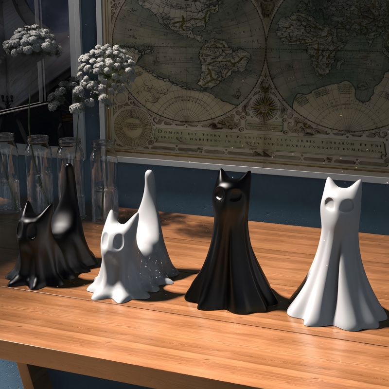 Ghost Cat ฮาโลวีนเดสก์ท็อปเครื - Candle Making Factory บทวิจารณ์และราคา
