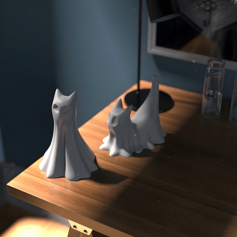 Ghost Cat ฮาโลวีนเดสก์ท็อปเครื - Candle Making Factory บทวิจารณ์และราคา